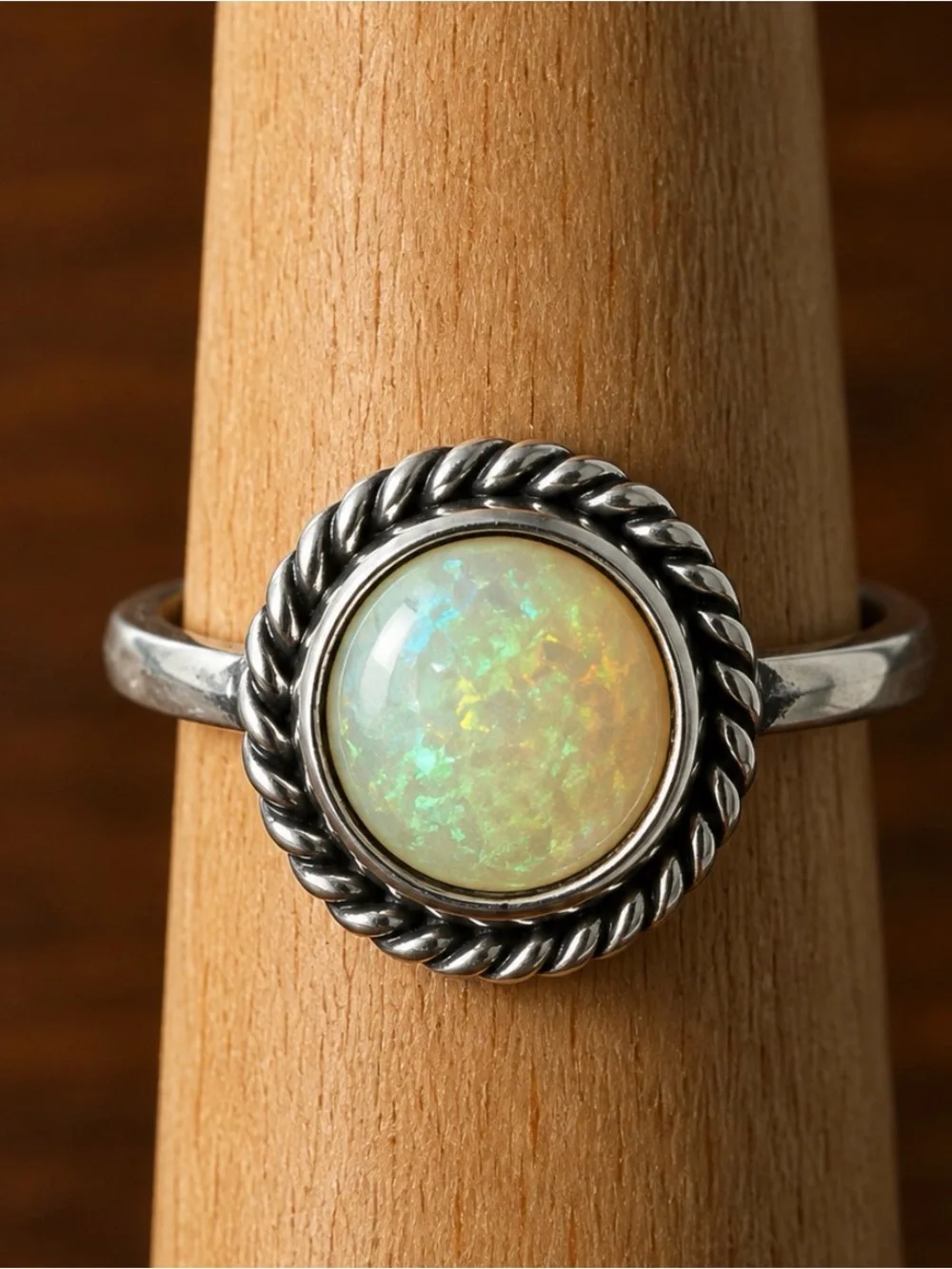 Opal Cabochon Rings in SilverTone — Vintage-Inspired